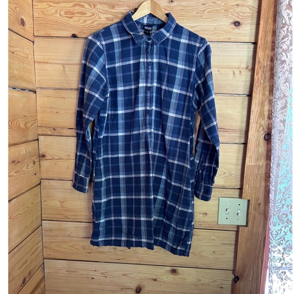 Patagonia Dresses & Skirts - Patagonia Fjord Flannel Shirt Dress Womens Small Blue Plaid Organic Cotton Small